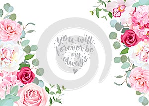 Sides wedding floral vector design frame