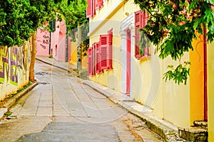 A sidestreet in Monastiraki, Plaka area under Acropolis