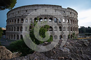 Sideview from The Colloseum in Rome at sunset