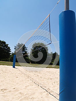 Sideview of outdoor volleyball net