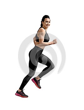 Sideview of running athletic female.