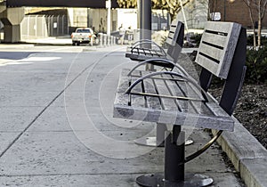 Sidewalk bench in the city - relax