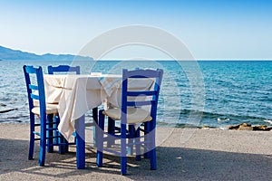 Sidewalk cafe in Kissamos. Crete, Greece