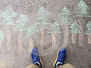 Sidewalk chalk forest art