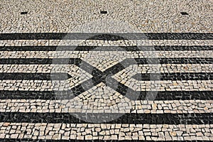 Sidewalk with cobblestone pattern