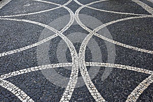 Sidewalk with cobblestone pattern