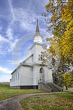 Country church in autumn