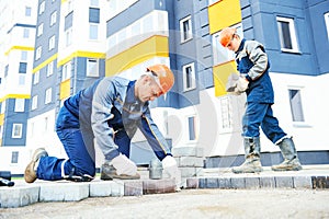 Sidewalk pedestrian pavement construction works