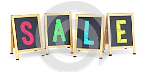 Sidewalk signs with SALE text