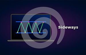 Sideways trend definition flat icon - chart pattern figure technical analysis. Vector stock and cryptocurrency exchange graph