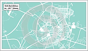 Sidi Bel Abbes Algeria City Map in Retro Style. Outline Map