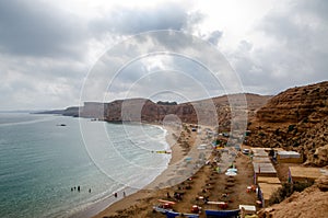 Sidi Elbachir Beach in a beautiful summer day in Morocco photo