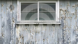 The siding of a house is dented and pockmarked from the force of hailstones giving it an almost dimpled appearance photo