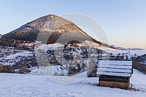 Sidirovo hill with Vlkolinec village UNESCO site, Velka Fatra mountains, Slovakia