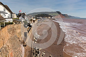 Sidmouth beach and coast Devon England UK view along the Jurassic Coast