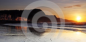 Sidmouth beach at sunset