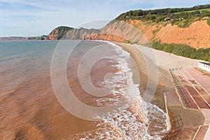 Sidmouth coast and beach Devon England UK on the west side of this popular tourist town