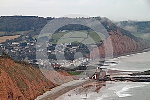 Sidmouth in the valley of the River Sid on the Jurassic coast in Devon