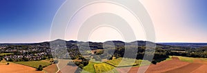 Siebengebirge mountains near bonn germany in the evening as a high definition panorama