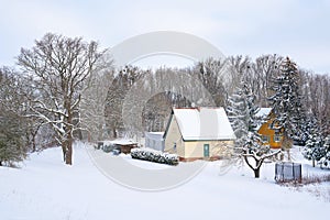 Siedlung Schiffshebewerk at the gates of Magdeburg in Germany in winter