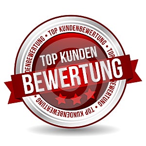 Siegel Button Banner - Top Kundenbewertung - in rot und silber photo