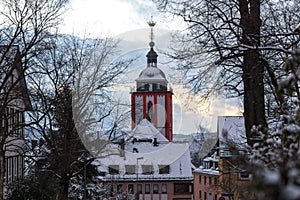 Siegen germany nikolai church in the winter photo