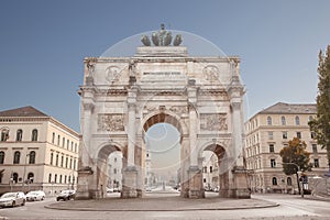 The Siegestor in Munich, Germany. Victory Gate, triumphal arch c