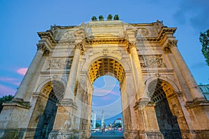 Siegestor Victory Gate triumphal arch in Munich, Germany