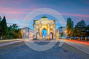 Siegestor Victory Gate triumphal arch in Munich, Germany