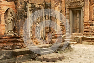 View to the ruins of the Preah Ko Temple in Siem Reap, Cambodia.