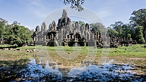 Siem Reap, Cambodia, December 06, 2015: The many face temple of Bayon at the Angkor Wat site in Cambodia