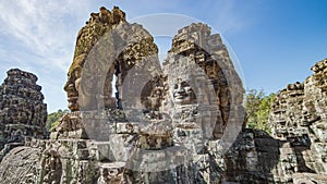 Siem Reap, Cambodia, December 06, 2015: The many face temple of Bayon at the Angkor Wat site in Cambodia