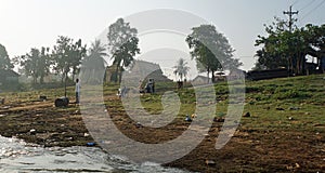 Siem Reap, Tonle Sap River, Cambodia -March 2018: Poor Fishermans life on the tonle sap river