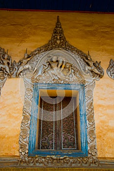 Siemreap,Cambodia.Temple.Window with beautiful patterns