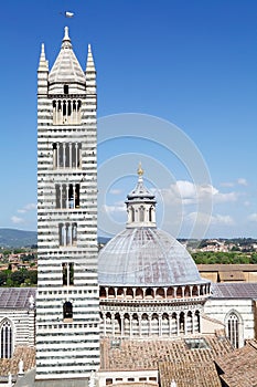 Siena Cathedral, dome and tower bell, Tuscany, Siena, Italy