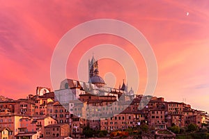 Siena Cathedral at gorgeous sunset, Tuscany, Italy