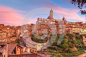 Siena Cathedral at gorgeous sunset, Tuscany, Italy