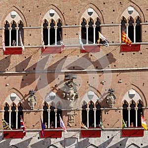 Palio di Siena, Tuscany, Italy. Colourful historical bareback horse race. Held in the beautiful, historical Piazza del Campo.