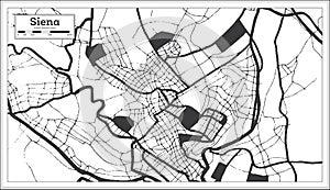 Siena Italy City Map in Black and White Color in Retro Style. Outline Map