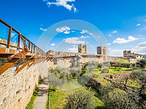 Siena, Italy: Panorama of medieval village of Monteriggioni in Tuscany