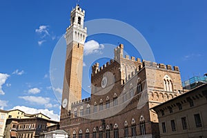 SIENA, ITALY - SEPTEMBER 7, 2016. Square Piazza del Campo with m