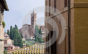 Siena old street architecture.