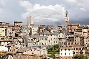 Siena, Torre del Mangia (Palazzo Pubblico) at the Piazza del Campo, Tuscany, Italy