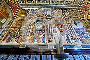 Siena Tuscany Italy. The Cathedral. Piccolomini Library with frescoes by Pinturicchio