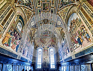 Siena Tuscany Italy. The Cathedral. Piccolomini Library with frescoes by Pinturicchio