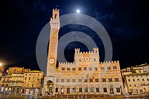 Siena, Tuscany, Italy: the town hall Palazzo Pubblico in Piazza del Campo photo