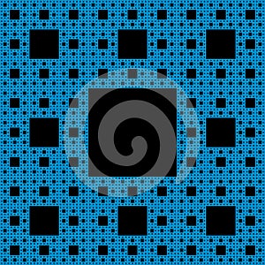 Blue Sierpinski carpet, 6th step of a plane fractal