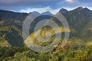 Sierra Blanca. Striations with the Sierra de las Nieves National Park, Malaga. Andalusia, Spain photo