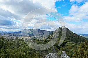 Summits of the Sierra de ToloÃÂ±o in La Rioja Alavesa in Spain. photo