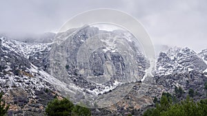 Aitana with snow in Benifato, Alicante, Spain photo